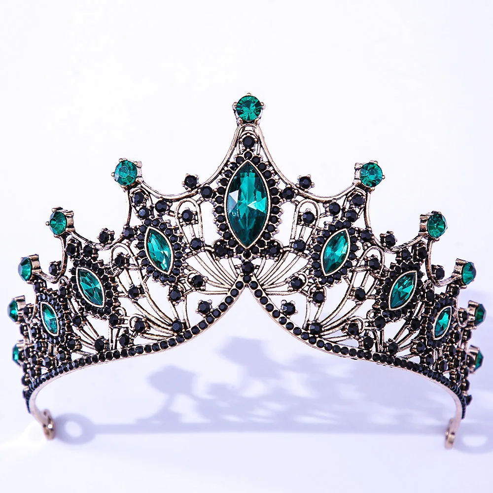 DIEZI Baroque Black Tiara Crown For Wedding Birthday Party Hair Jewelry Queen Bridal Bride Purple Crystal Crown Hair Accessories