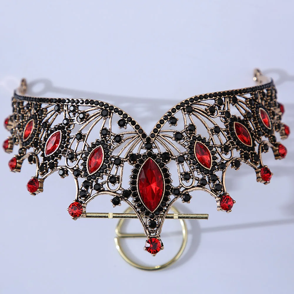 DIEZI Baroque Black Tiara Crown For Wedding Birthday Party Hair Jewelry Queen Bridal Bride Purple Crystal Crown Hair Accessories
