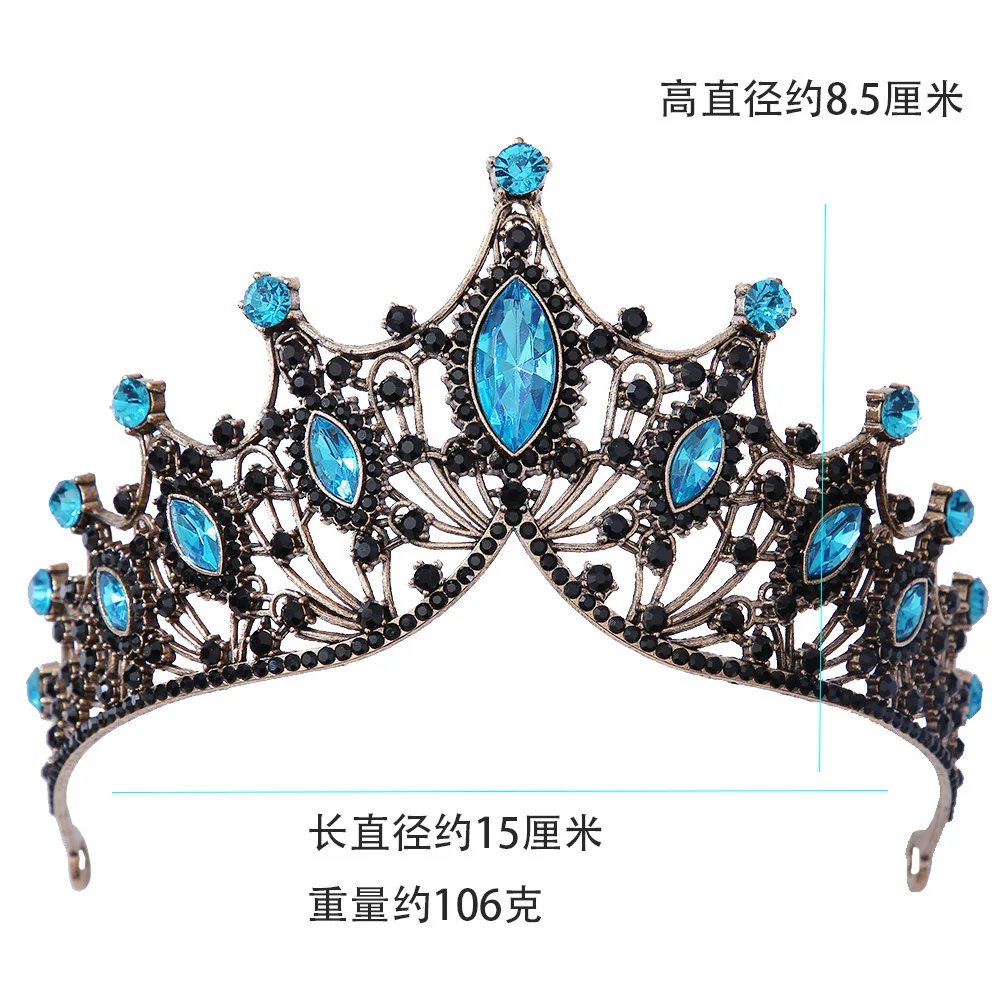 DIEZI Baroque Black Tiara Crown For Wedding Birthday Party Hair Jewelry Queen Bridal Bride Purple Crystal Crown Hair Accessories