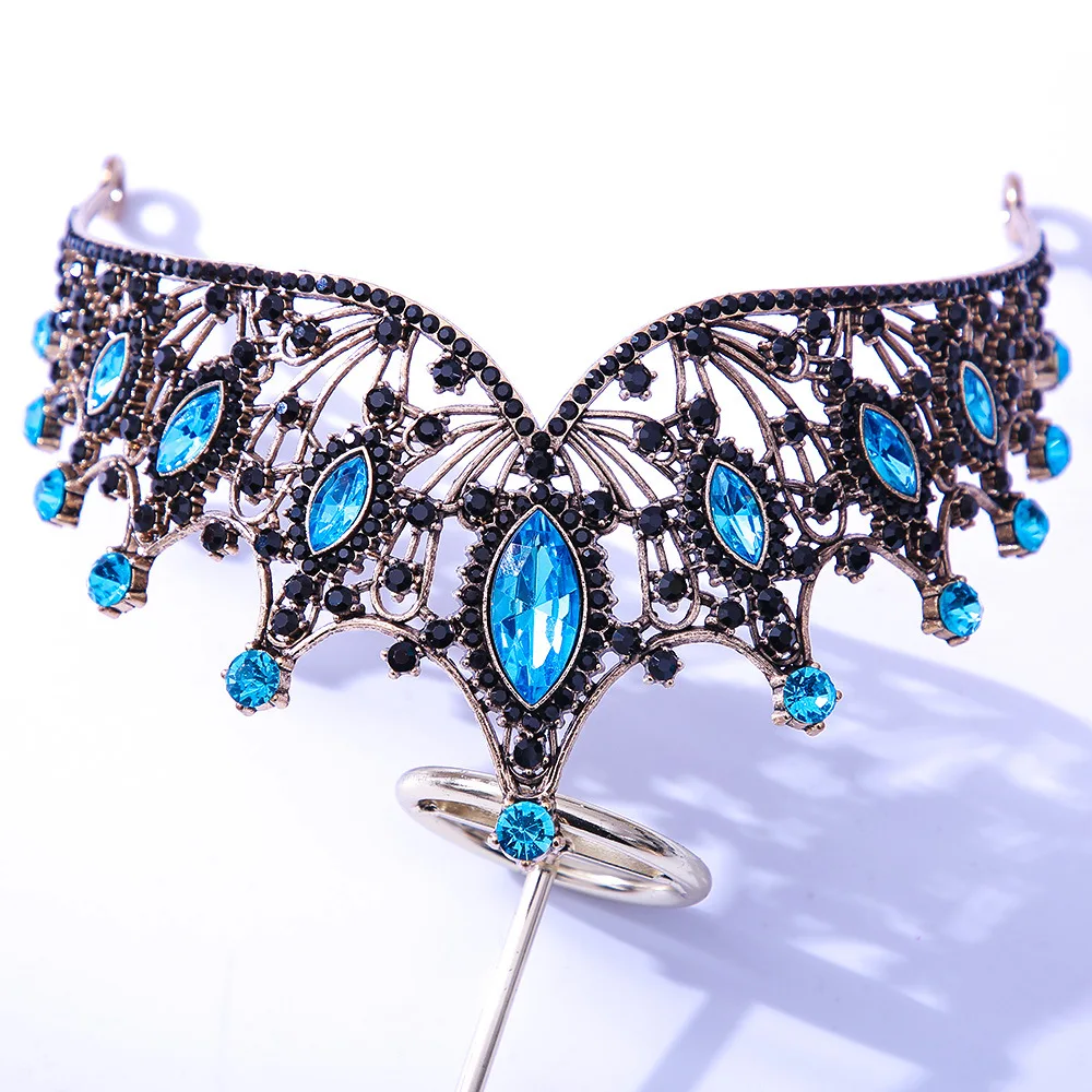 DIEZI Baroque Black Tiara Crown For Wedding Birthday Party Hair Jewelry Queen Bridal Bride Purple Crystal Crown Hair Accessories