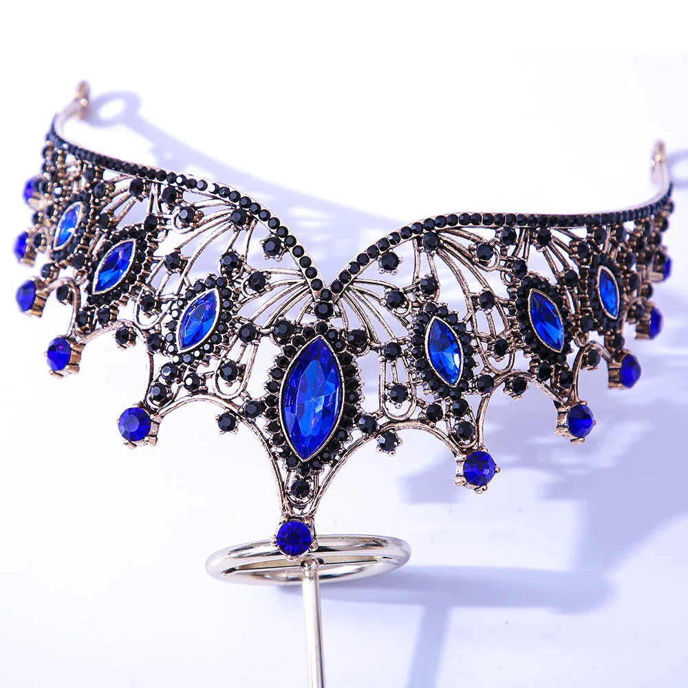 DIEZI Baroque Black Tiara Crown For Wedding Birthday Party Hair Jewelry Queen Bridal Bride Purple Crystal Crown Hair Accessories