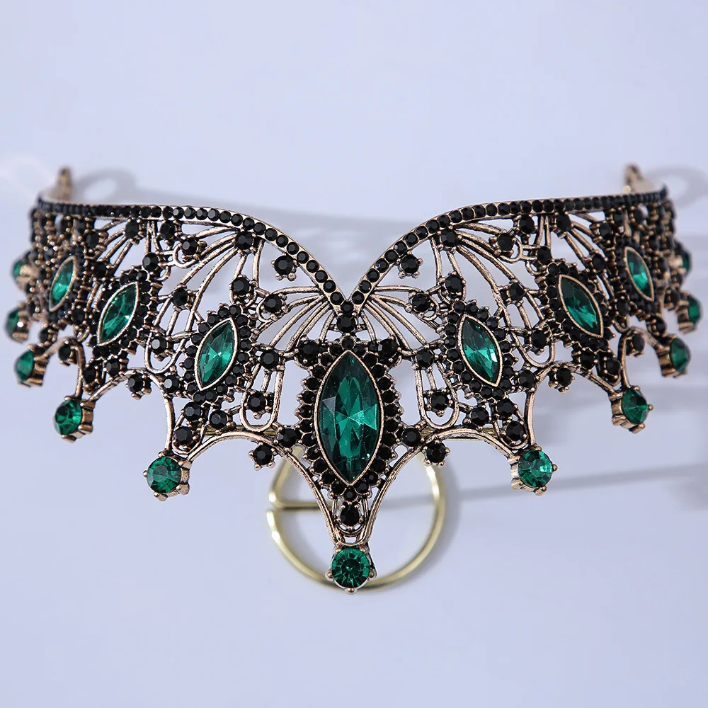 DIEZI Baroque Black Tiara Crown For Wedding Birthday Party Hair Jewelry Queen Bridal Bride Purple Crystal Crown Hair Accessories