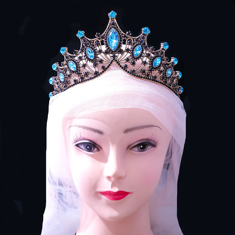 DIEZI Baroque Black Tiara Crown For Wedding Birthday Party Hair Jewelry Queen Bridal Bride Purple Crystal Crown Hair Accessories