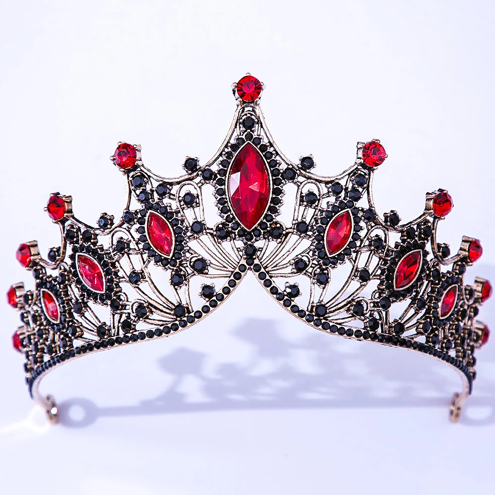 DIEZI Baroque Black Tiara Crown For Wedding Birthday Party Hair Jewelry Queen Bridal Bride Purple Crystal Crown Hair Accessories