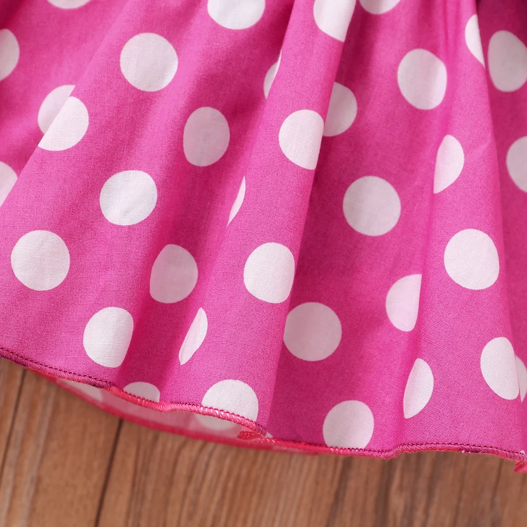 1-3Y Toddler Baby Girls Cute Dress Set Kid Costumes Short Sleeve Black T-shirt + Polka Dot Suspender Skirt Holiday Party Outfit