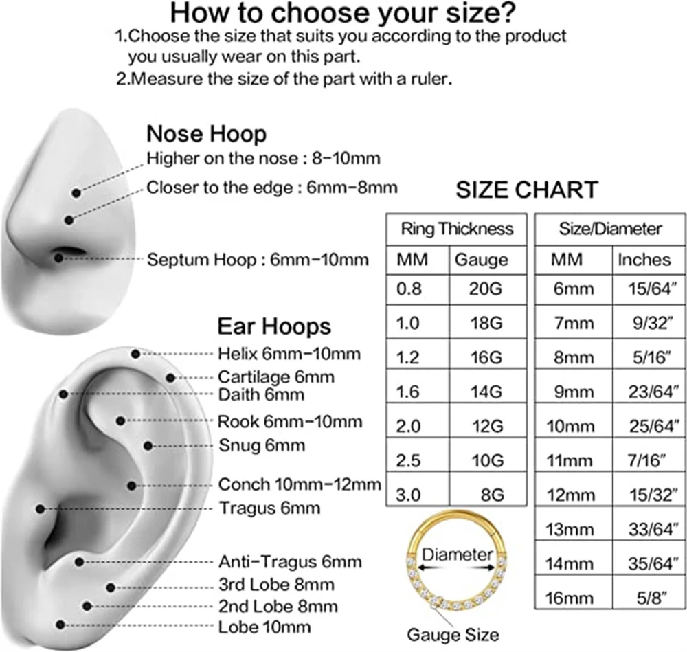 10/50Pcs G23 ASTM F136 Fashion Threadless Earrings Piercing Tragus Stud Crystal Labret Ear Piercing Ring Zircon Helix Cartilage