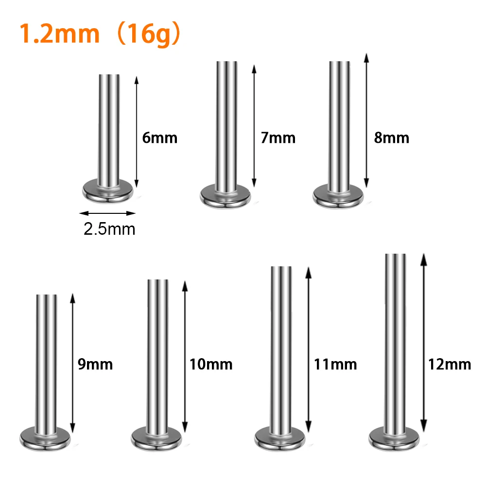 10/50Pcs G23 ASTM F136 Fashion Threadless Earrings Piercing Tragus Stud Crystal Labret Ear Piercing Ring Zircon Helix Cartilage