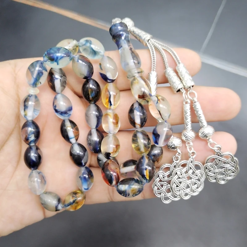 Luminous Tasbih bracelet Blue resin Muslim misbaha Eid Gift islamic accessories masbaha turkish jewelry 33 prayer beads bracelet