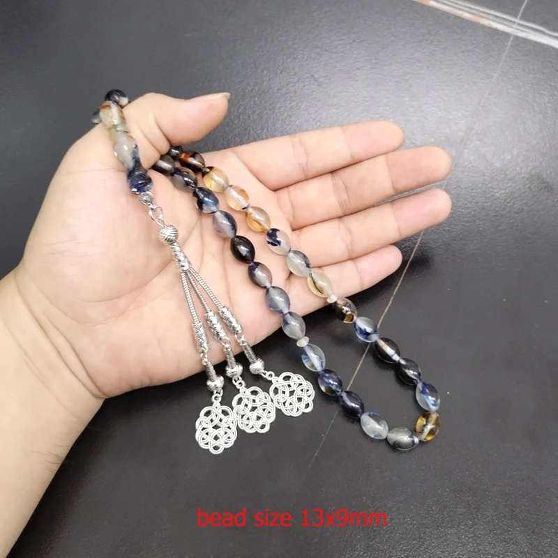 Luminous Tasbih bracelet Blue resin Muslim misbaha Eid Gift islamic accessories masbaha turkish jewelry 33 prayer beads bracelet