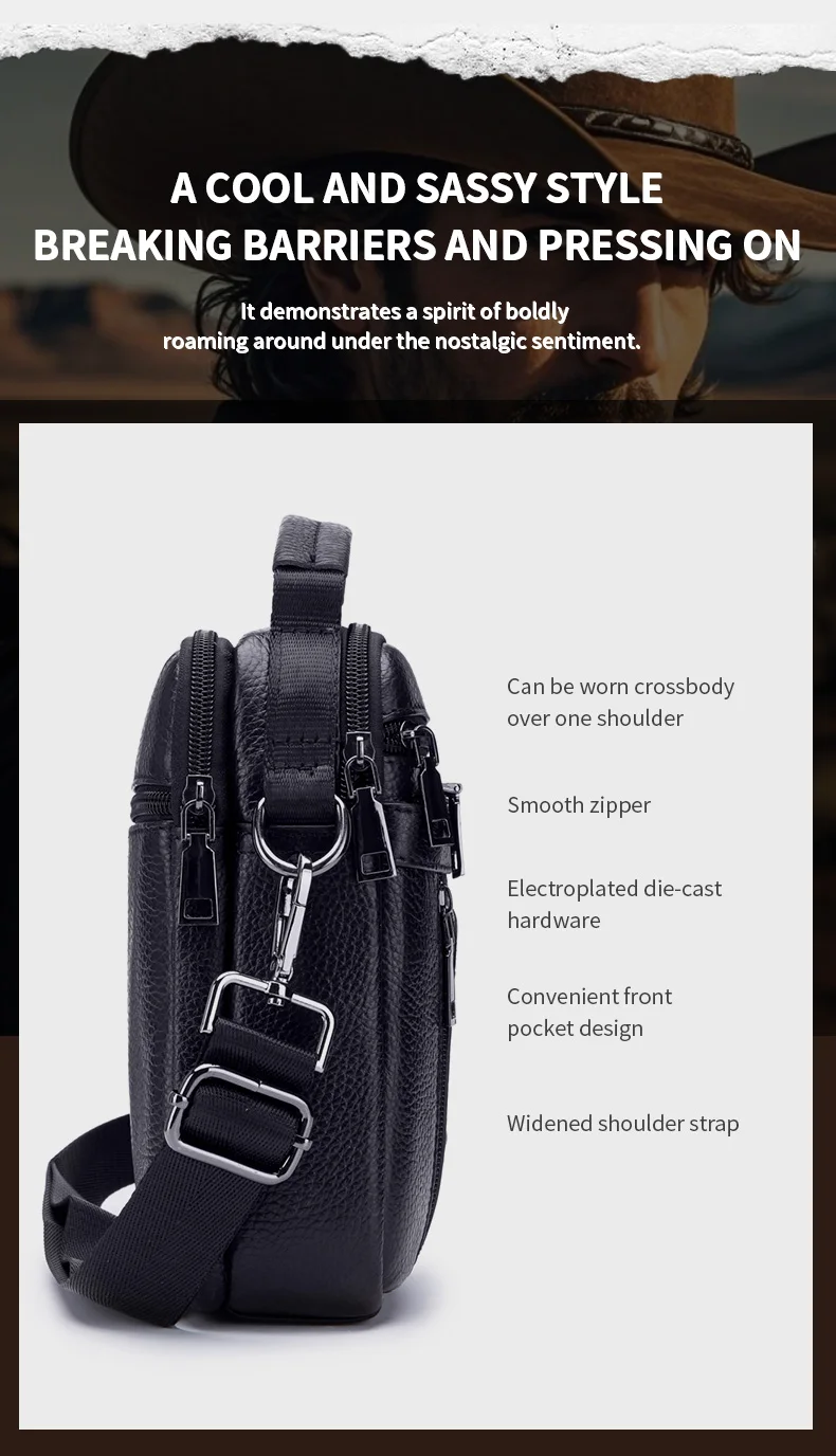 BULLCAPTAIN New Men Bag Genuine Leather Man Brand Crossbody Shoulder Bag Small Business Bags Male Messenger Leather Bags