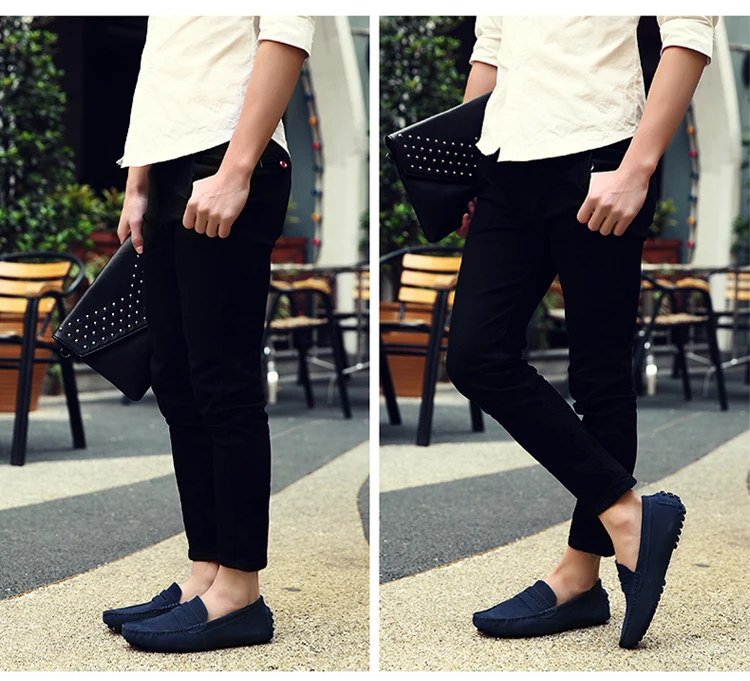 Men's Casual Fashion Genuine Leather Loafers Moccasins Slip-On Driving Shoes 38-50 Size Range Male Flats Comfort Footwear
