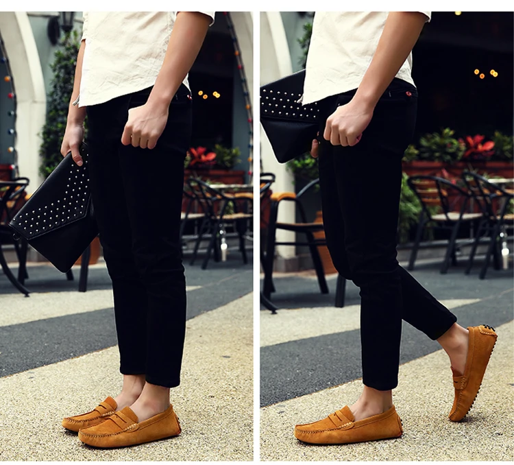 Men's Casual Fashion Genuine Leather Loafers Moccasins Slip-On Driving Shoes 38-50 Size Range Male Flats Comfort Footwear