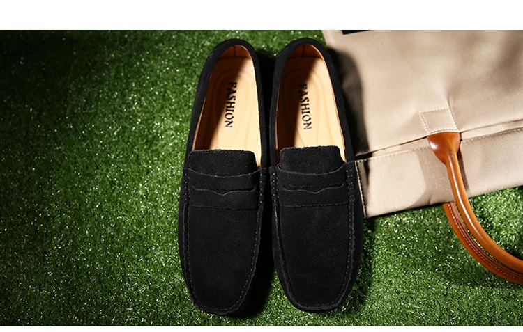 Men's Casual Fashion Genuine Leather Loafers Moccasins Slip-On Driving Shoes 38-50 Size Range Male Flats Comfort Footwear