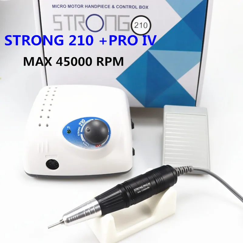 NEW Strong 210 ProIV Nail Drill 65W 45000 Machine Cutters Manicure Electric Nail Drill Milling Manicure Machine Polish Nail File