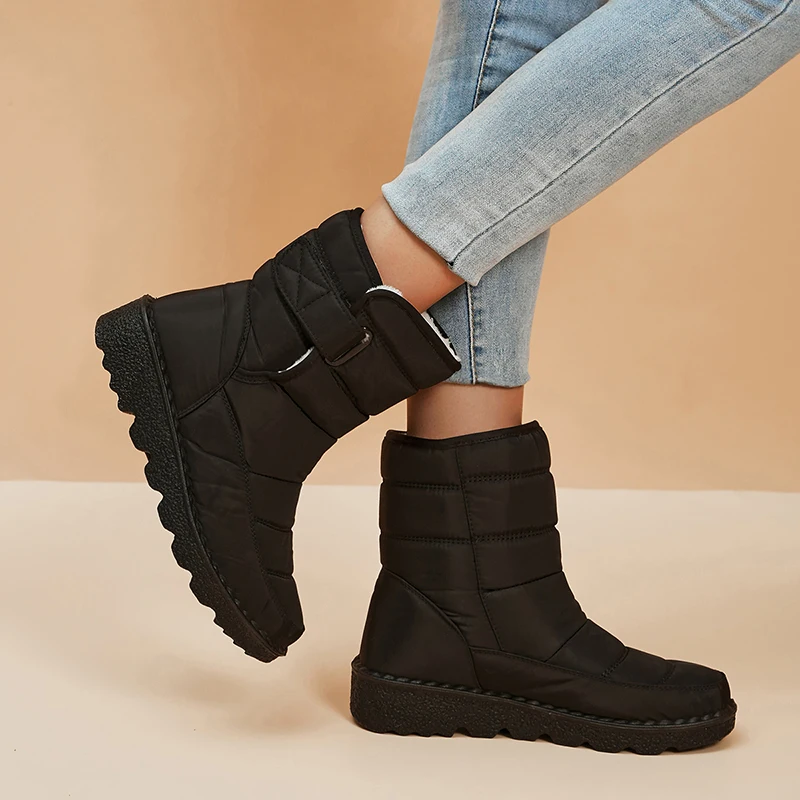 Waterproof Snow Boots for Women 2026 Non-slip Warm Winter Shoes Woman Thicken Plush Platform Ankle Boots Cotton Padded Shoes