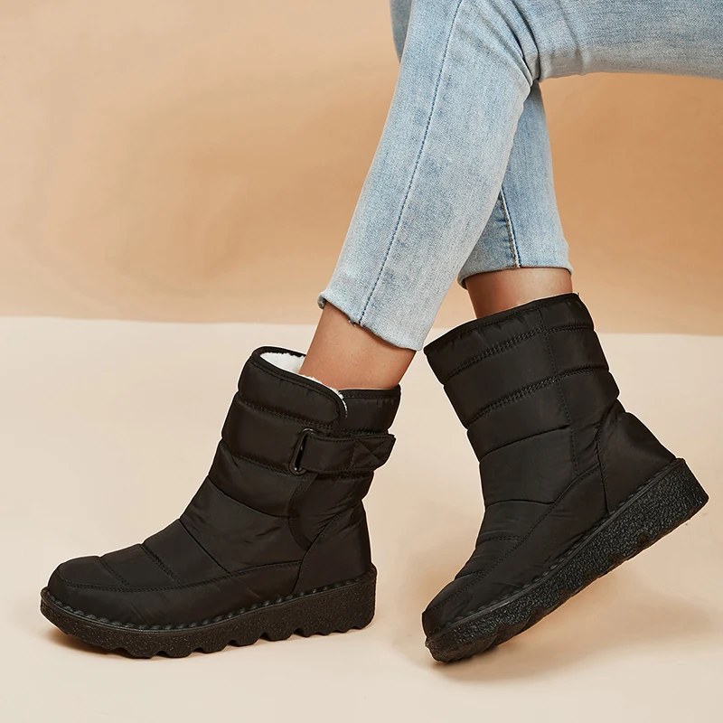 Waterproof Snow Boots for Women 2026 Non-slip Warm Winter Shoes Woman Thicken Plush Platform Ankle Boots Cotton Padded Shoes