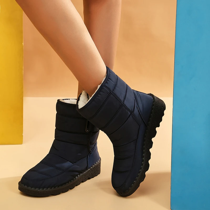 Waterproof Snow Boots for Women 2026 Non-slip Warm Winter Shoes Woman Thicken Plush Platform Ankle Boots Cotton Padded Shoes