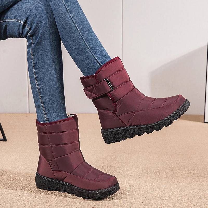 Waterproof Snow Boots for Women 2026 Non-slip Warm Winter Shoes Woman Thicken Plush Platform Ankle Boots Cotton Padded Shoes