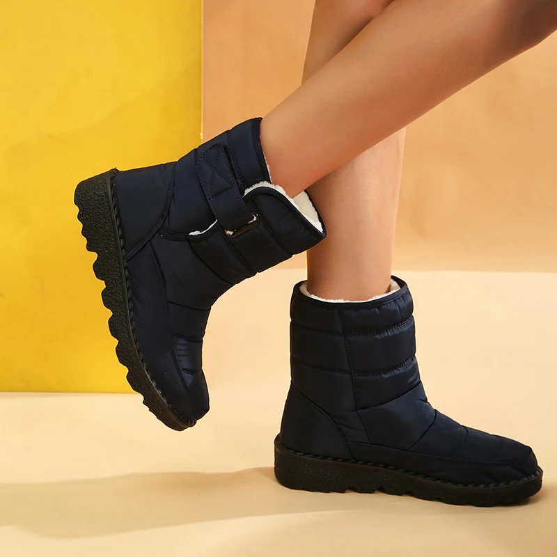 Waterproof Snow Boots for Women 2026 Non-slip Warm Winter Shoes Woman Thicken Plush Platform Ankle Boots Cotton Padded Shoes