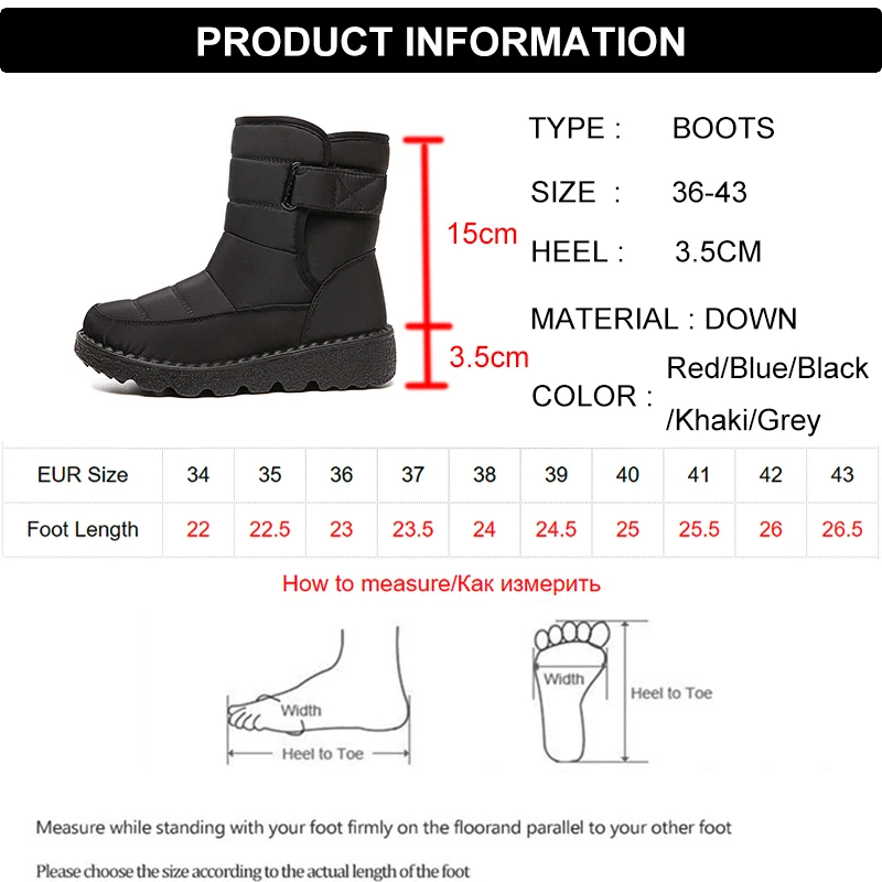 Waterproof Snow Boots for Women 2026 Non-slip Warm Winter Shoes Woman Thicken Plush Platform Ankle Boots Cotton Padded Shoes