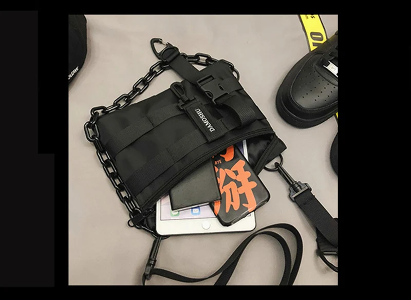 Functional Tactical Chest Bag For Unisex Fashion Bullet Hip Hop Vest Streetwear Bag Waist Pack Woman Black Wild Chest Rig Bag