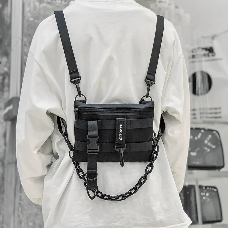Functional Tactical Chest Bag For Unisex Fashion Bullet Hip Hop Vest Streetwear Bag Waist Pack Woman Black Wild Chest Rig Bag