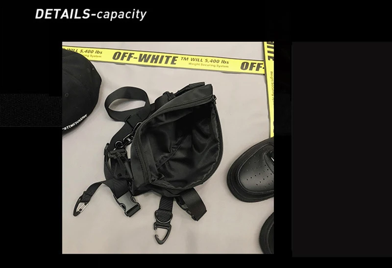 Functional Tactical Chest Bag For Unisex Fashion Bullet Hip Hop Vest Streetwear Bag Waist Pack Woman Black Wild Chest Rig Bag