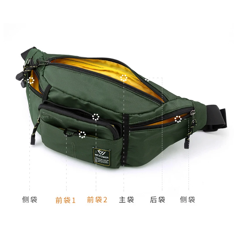 Men Waist Fanny Pack Belt Sling Chest Bag Travel Multi-Pocket Military Fashion Sports Nylon Male Pouch Purse Bum Hip Bags New