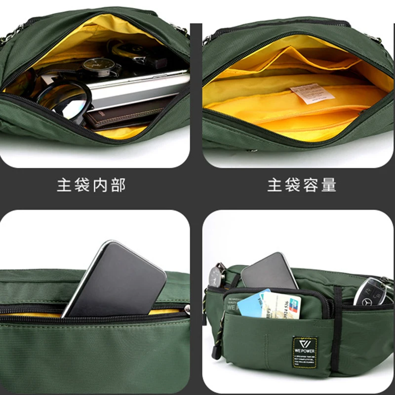 Men Waist Fanny Pack Belt Sling Chest Bag Travel Multi-Pocket Military Fashion Sports Nylon Male Pouch Purse Bum Hip Bags New