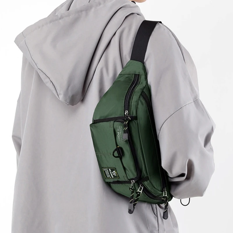 Men Waist Fanny Pack Belt Sling Chest Bag Travel Multi-Pocket Military Fashion Sports Nylon Male Pouch Purse Bum Hip Bags New