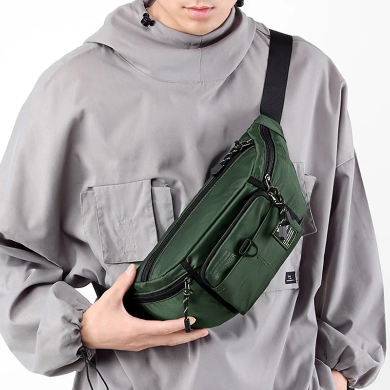 Men Waist Fanny Pack Belt Sling Chest Bag Travel Multi-Pocket Military Fashion Sports Nylon Male Pouch Purse Bum Hip Bags New