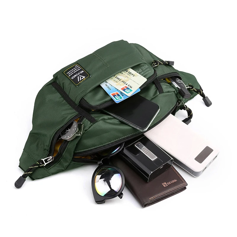 Men Waist Fanny Pack Belt Sling Chest Bag Travel Multi-Pocket Military Fashion Sports Nylon Male Pouch Purse Bum Hip Bags New