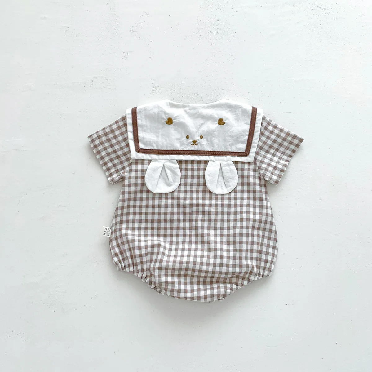 Summer New In Infant Baby Girls Short Sleeve Plaid Bear Outwear Kids Cotton Clothing One-pieces Newborn Cute Bodysuits 유아복