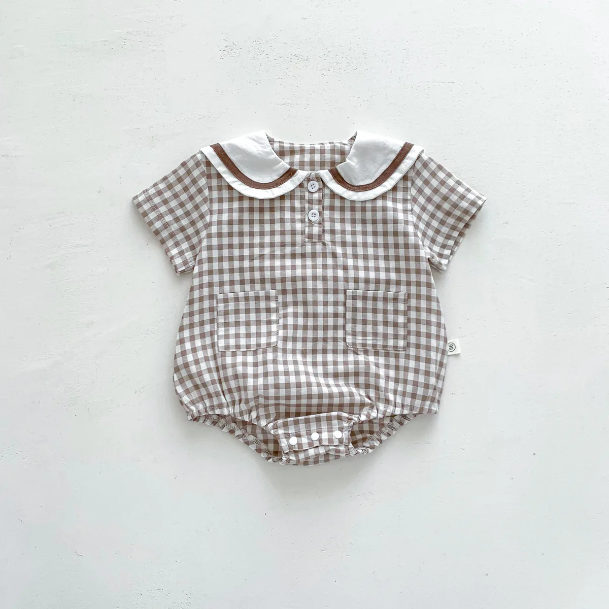 Summer New In Infant Baby Girls Short Sleeve Plaid Bear Outwear Kids Cotton Clothing One-pieces Newborn Cute Bodysuits 유아복
