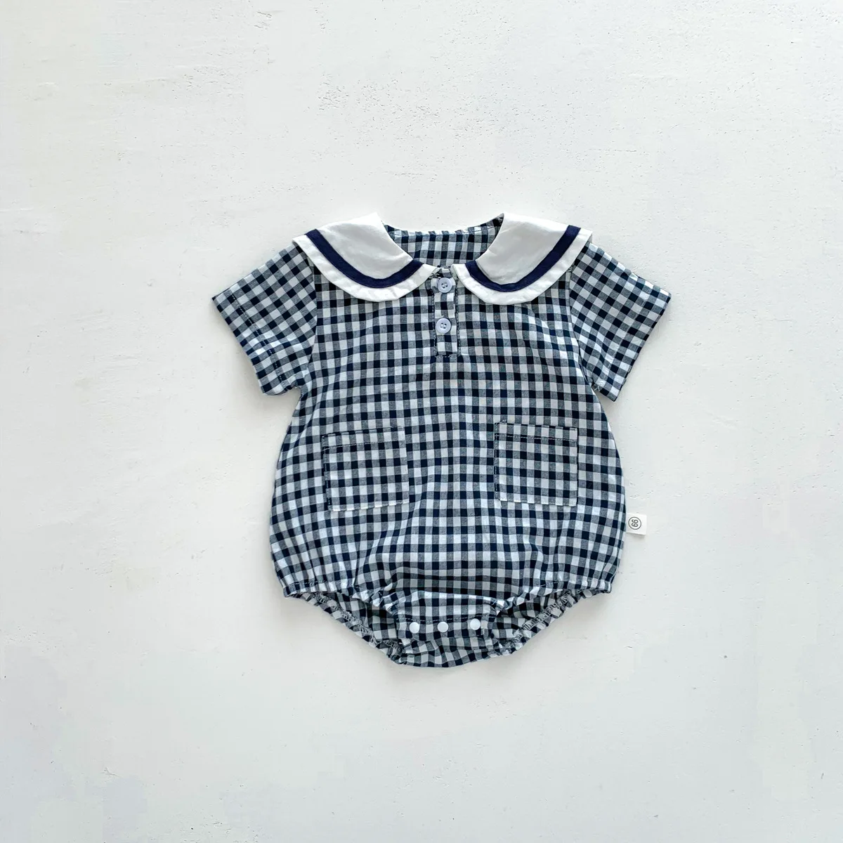 Summer New In Infant Baby Girls Short Sleeve Plaid Bear Outwear Kids Cotton Clothing One-pieces Newborn Cute Bodysuits 유아복