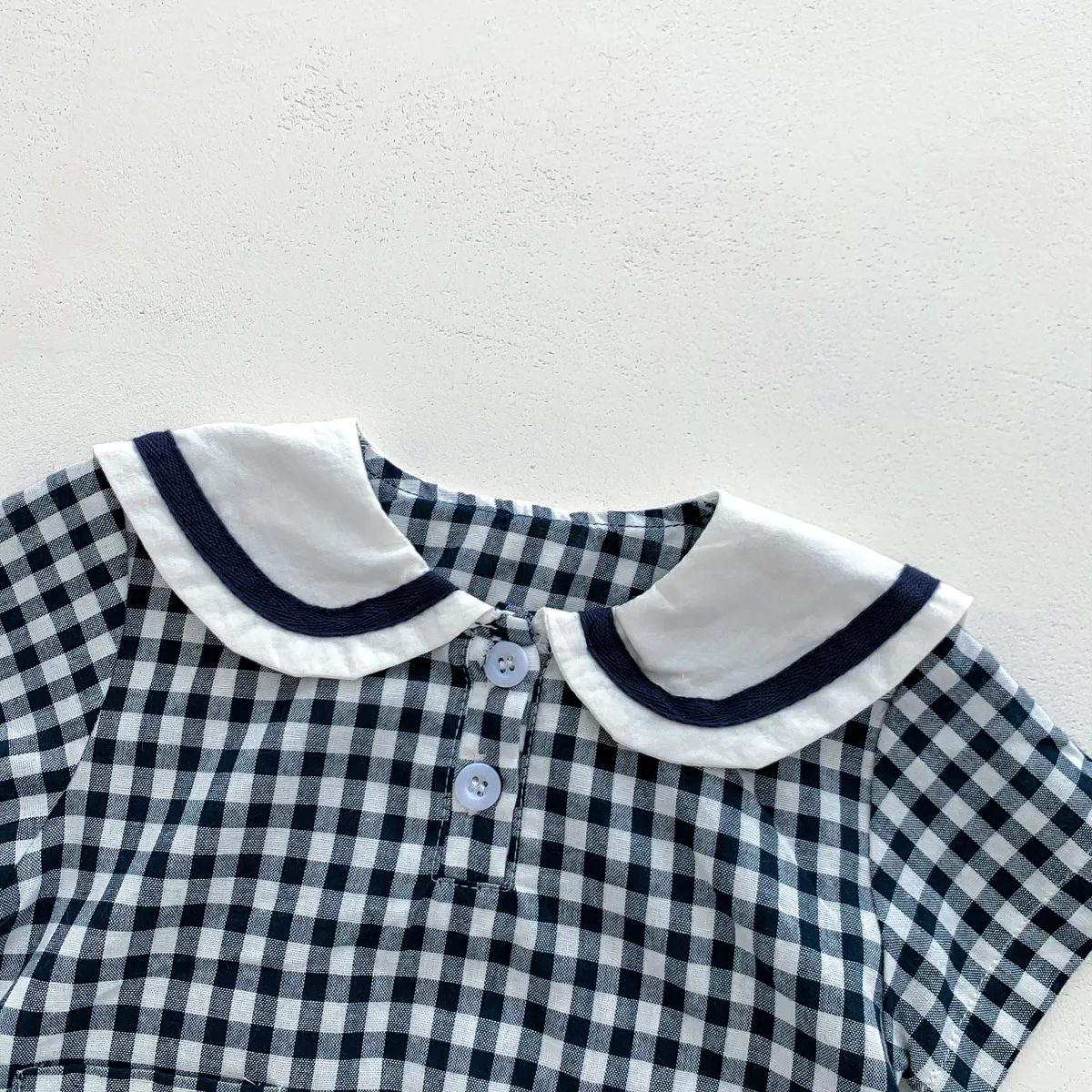 Summer New In Infant Baby Girls Short Sleeve Plaid Bear Outwear Kids Cotton Clothing One-pieces Newborn Cute Bodysuits 유아복