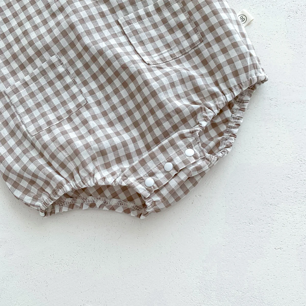 Summer New In Infant Baby Girls Short Sleeve Plaid Bear Outwear Kids Cotton Clothing One-pieces Newborn Cute Bodysuits 유아복