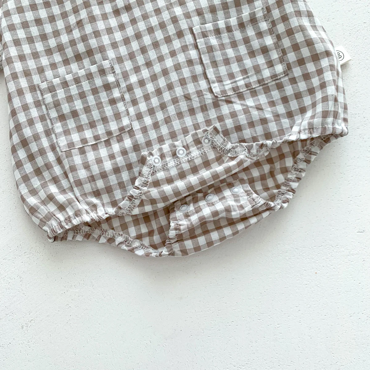 Summer New In Infant Baby Girls Short Sleeve Plaid Bear Outwear Kids Cotton Clothing One-pieces Newborn Cute Bodysuits 유아복