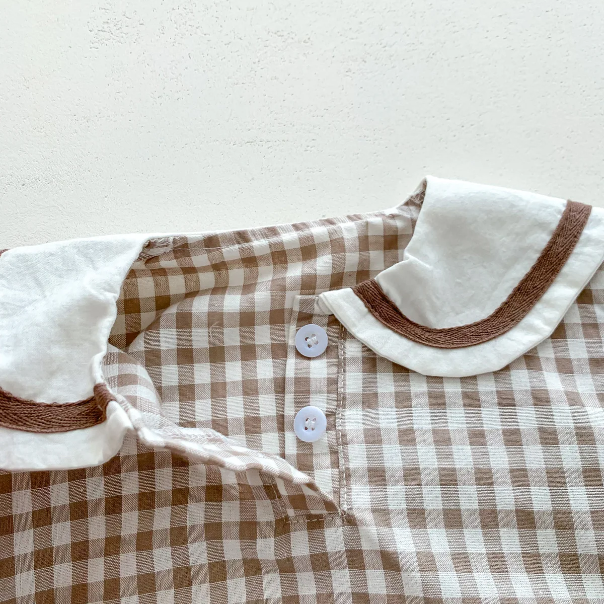 Summer New In Infant Baby Girls Short Sleeve Plaid Bear Outwear Kids Cotton Clothing One-pieces Newborn Cute Bodysuits 유아복