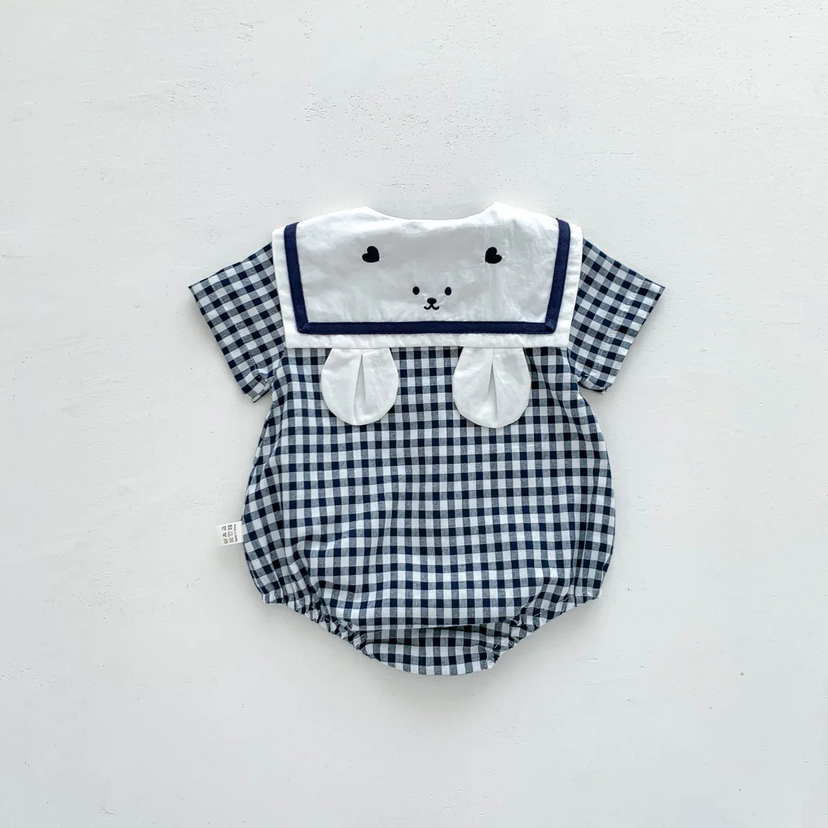Summer New In Infant Baby Girls Short Sleeve Plaid Bear Outwear Kids Cotton Clothing One-pieces Newborn Cute Bodysuits 유아복