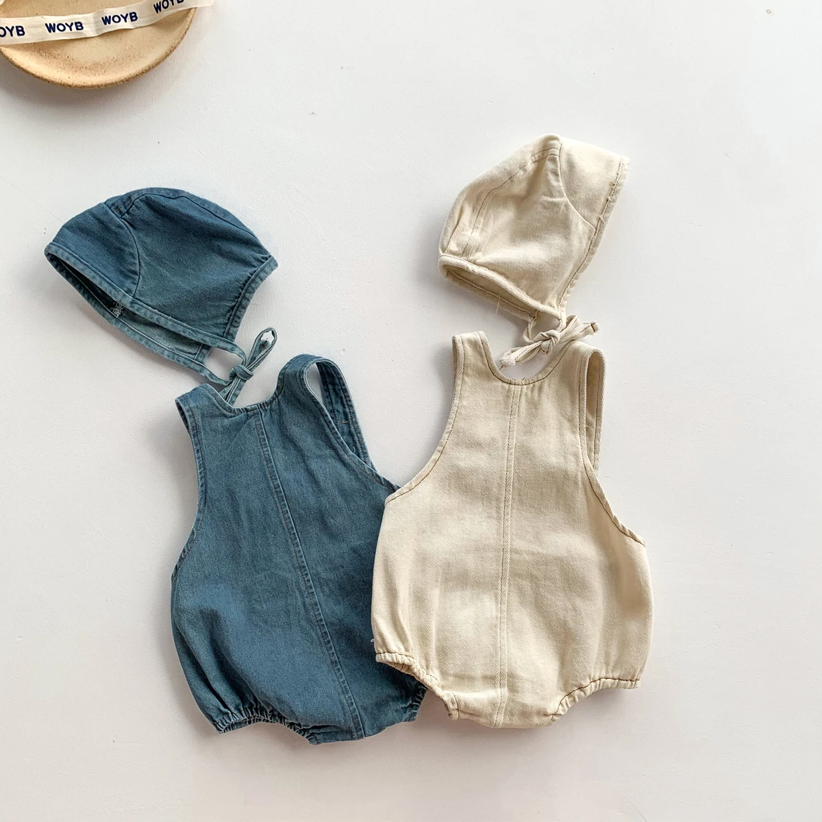Baby Clothes Denim Sling Romper Infant Onesie Newborn One-piece 0-3 Years Old Complimentary Hat