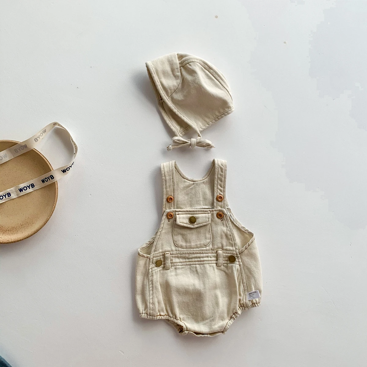 Baby Clothes Denim Sling Romper Infant Onesie Newborn One-piece 0-3 Years Old Complimentary Hat