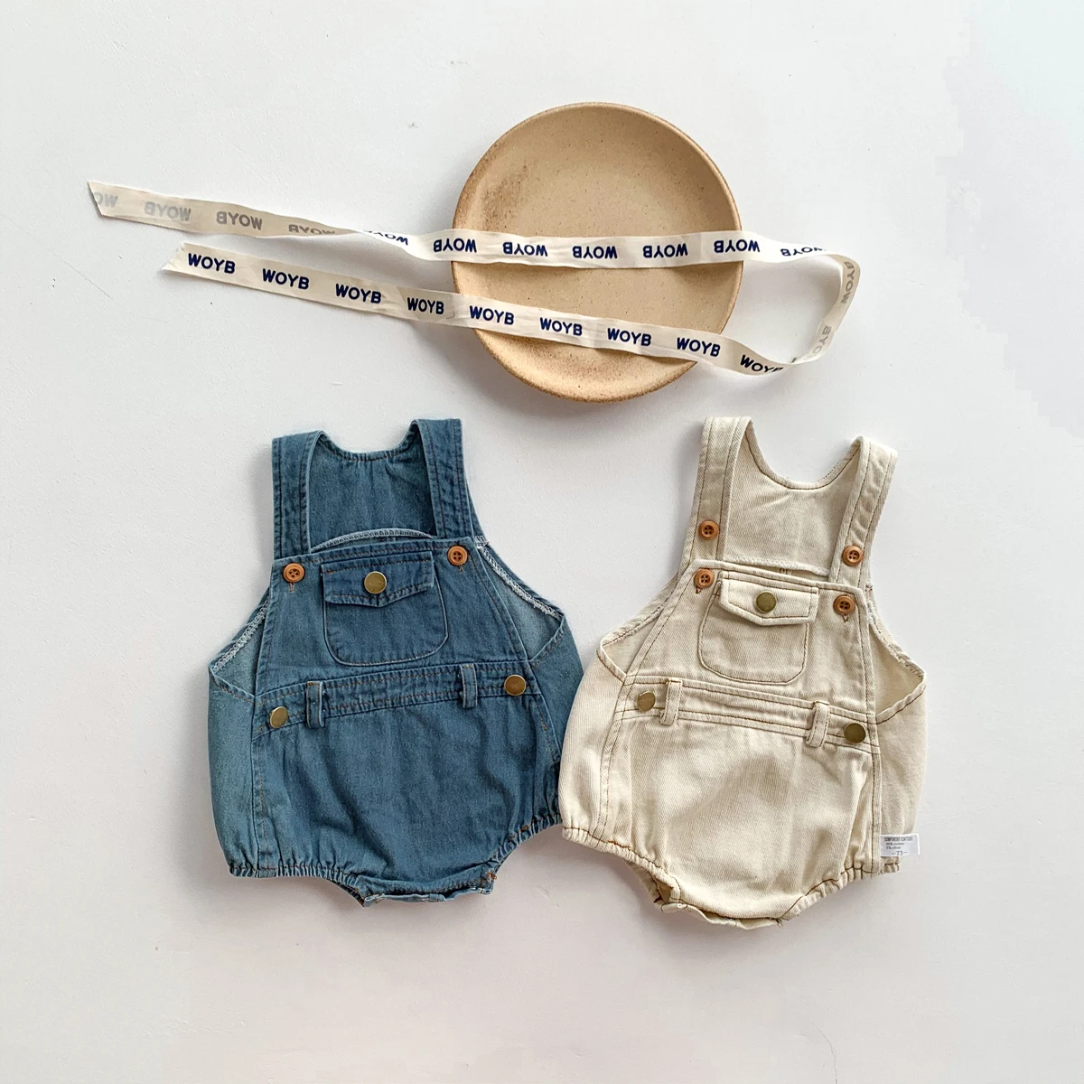 Baby Clothes Denim Sling Romper Infant Onesie Newborn One-piece 0-3 Years Old Complimentary Hat