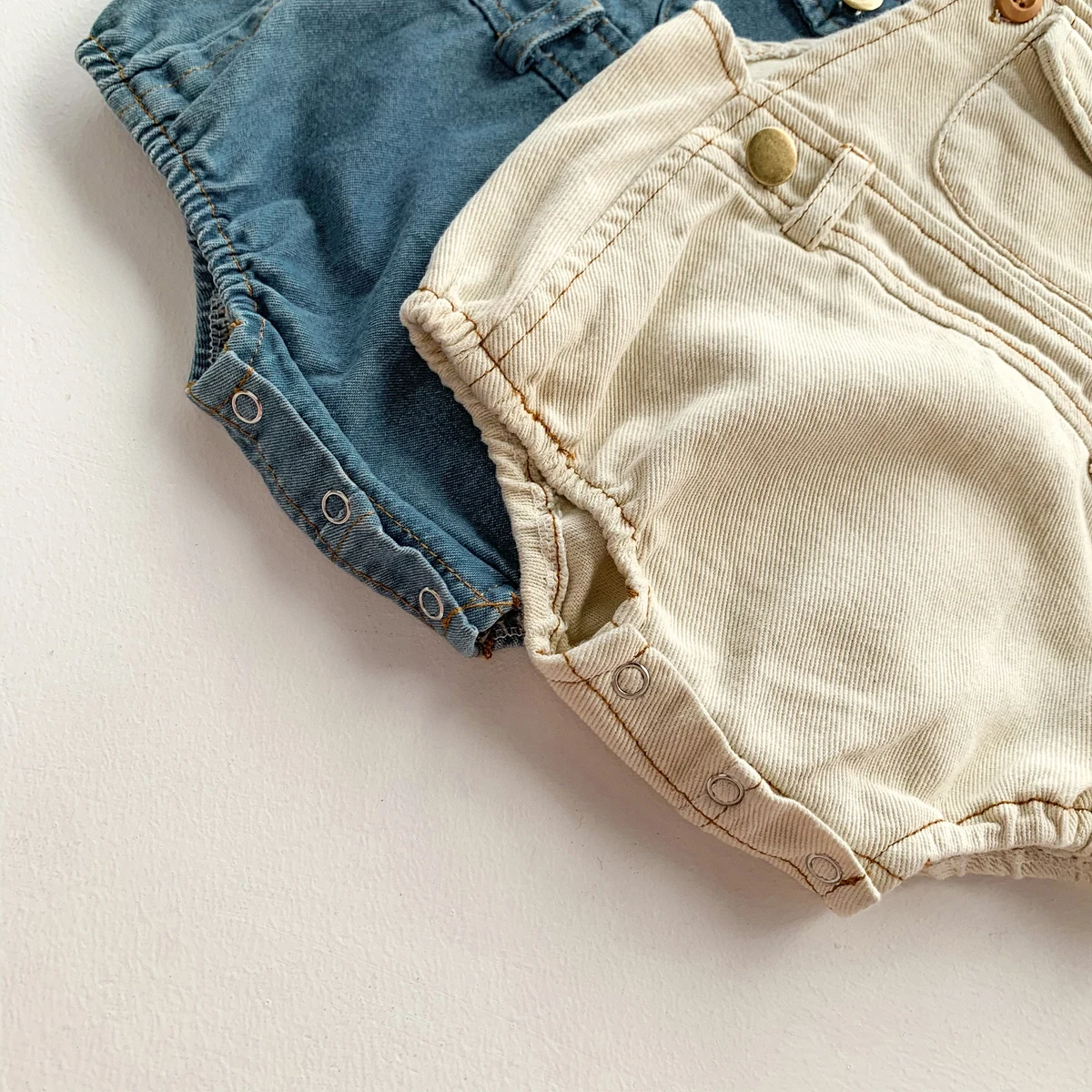 Baby Clothes Denim Sling Romper Infant Onesie Newborn One-piece 0-3 Years Old Complimentary Hat