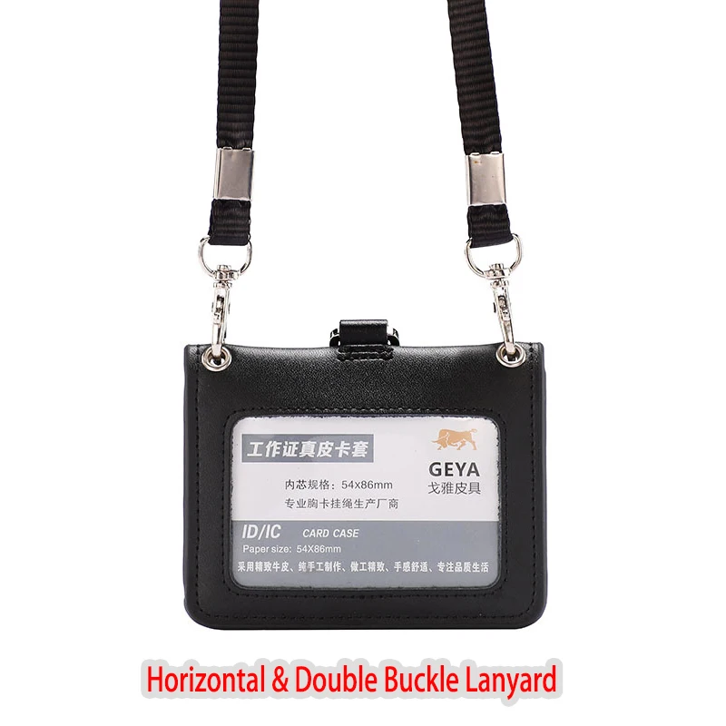 Reporter Police Badge ID Credit Card Holder Real Leather Business Name Tag Chest Card Pouch with Neck Lanyard Staff Supplies