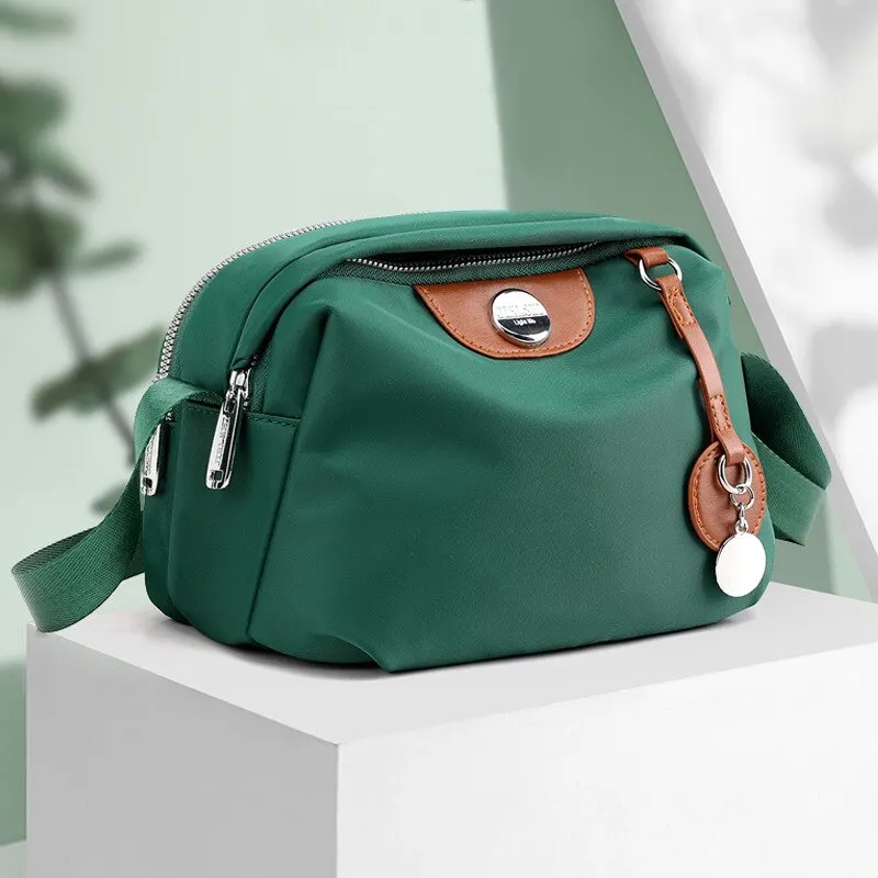 Nylon Women's Waterproof Large Capacity Crossbody Bag Casual Solid Color Messenger Shoulder Bag