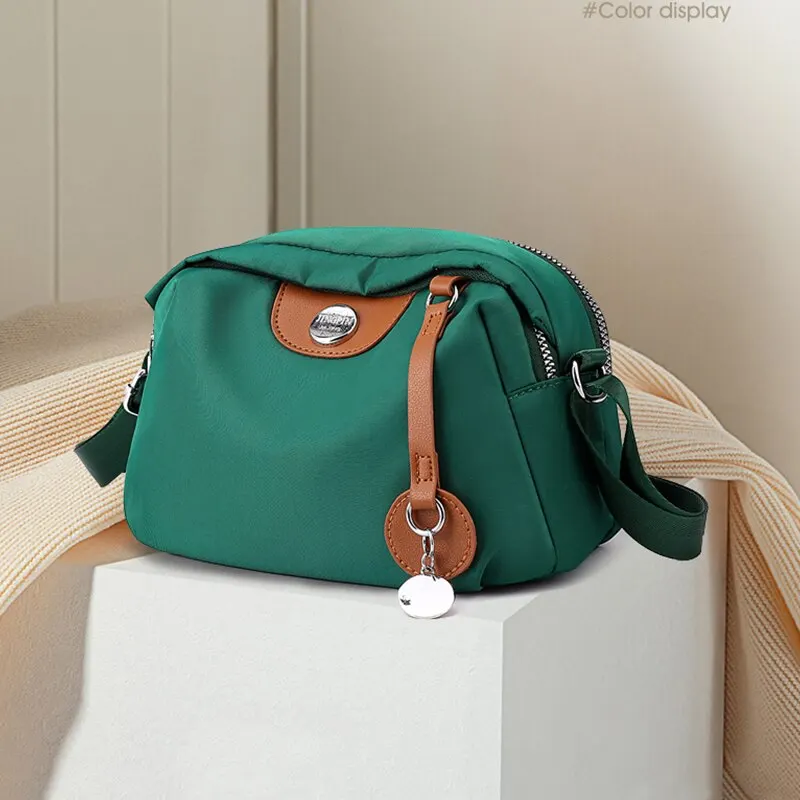 Nylon Women's Waterproof Large Capacity Crossbody Bag Casual Solid Color Messenger Shoulder Bag