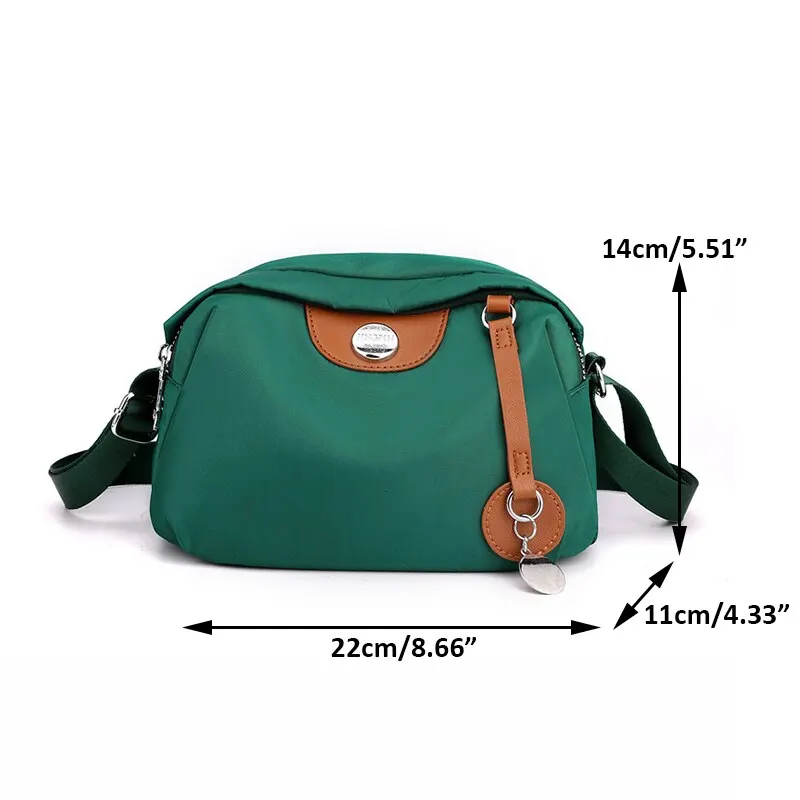 Nylon Women's Waterproof Large Capacity Crossbody Bag Casual Solid Color Messenger Shoulder Bag