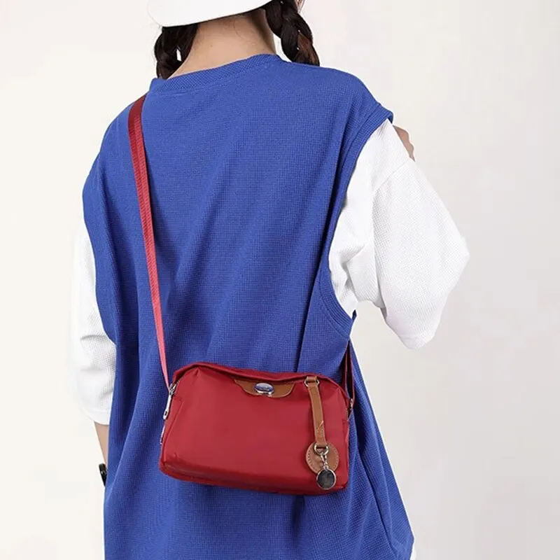 Nylon Women's Waterproof Large Capacity Crossbody Bag Casual Solid Color Messenger Shoulder Bag