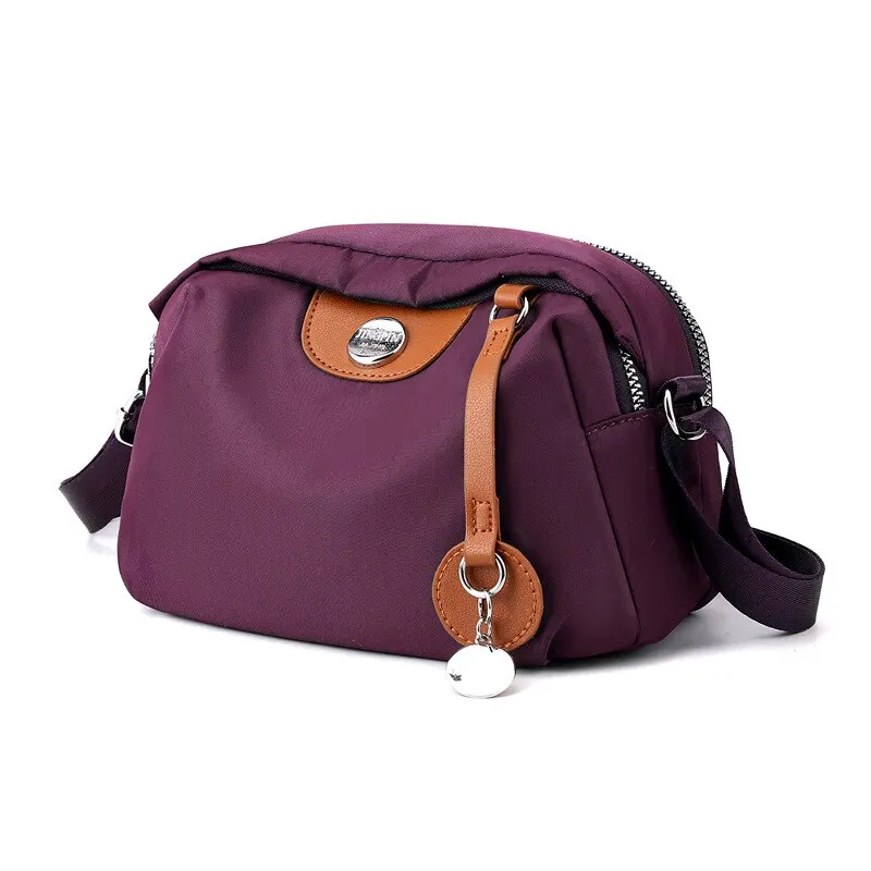 Nylon Women's Waterproof Large Capacity Crossbody Bag Casual Solid Color Messenger Shoulder Bag
